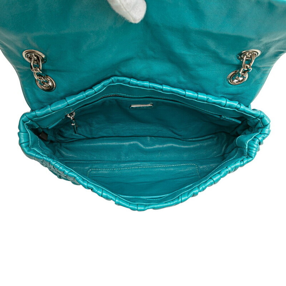 Prada Blue Leather Bag Gaufre Nappa Chain Shoulder - Picture 5 of 9